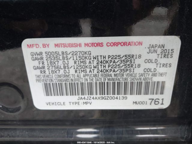 2016 MITSUBISHI OUTLANDER JA4JZ4AX9GZ004139 Photo 8