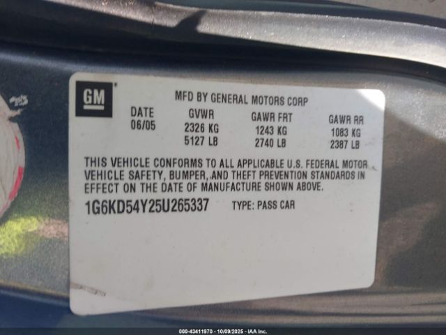 2005 CADILLAC DEVILLE 1G6KD54Y25U265337 Photo 8