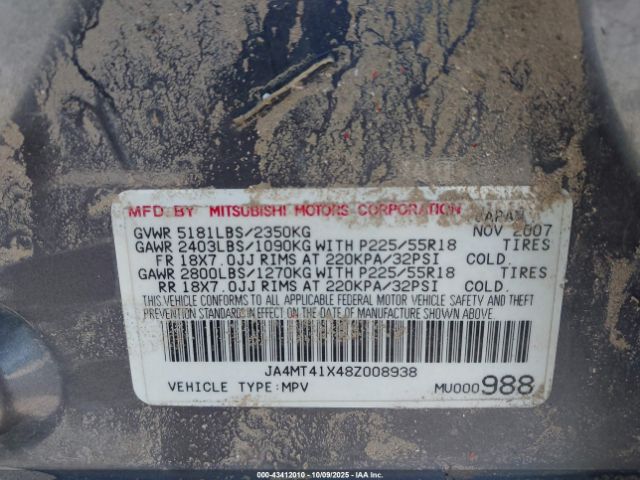2008 MITSUBISHI OUTLANDER JA4MT41X48Z008938 Photo 8