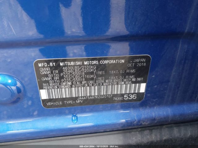 2019 MITSUBISHI ECLIPSE CROSS JA4AT5AA7KZ020707 Photo 8