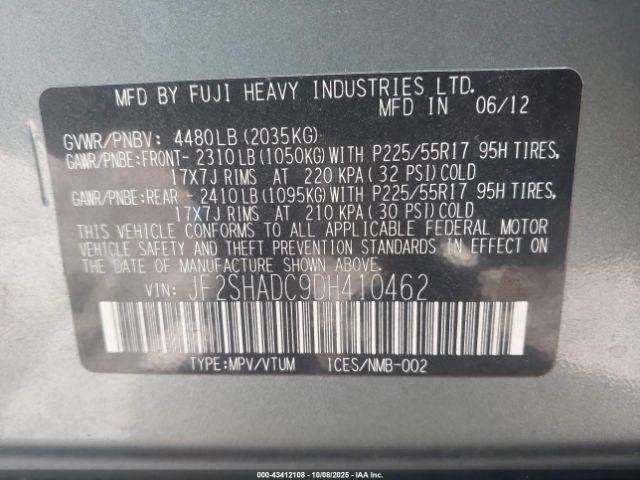 2013 SUBARU FORESTER JF2SHADC9DH410462 Photo 8