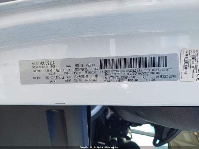 Aukcja sprzedaży 2018 Ram Promaster 1500 Low Roof 136 Wb, vin: 3C6TRVAGXJE155344, numer aukcji: 43412115