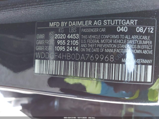 2013 Mercedes-benz C 250 Sport მანქანა იყიდება აუქციონზე, vin: WDDGF4HB0DA769968, აუქციონის ნომერი: 43412186