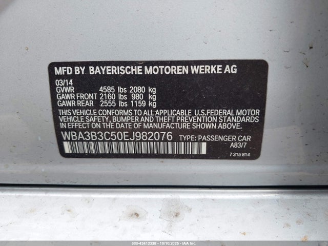 BMW 328i Xdrive 2014 WBA3B3C50EJ982076 Image 9