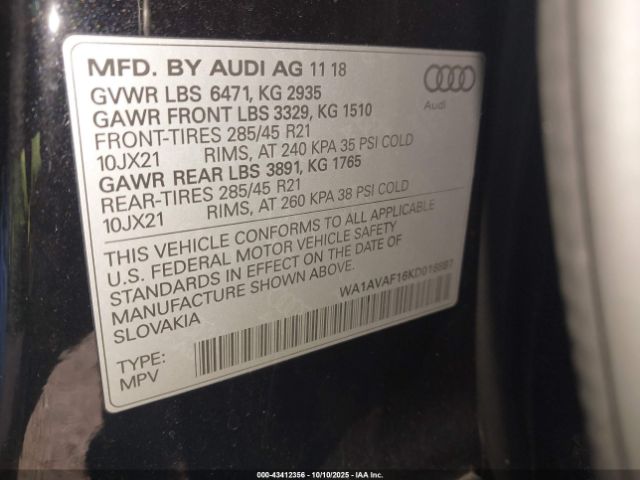 2019 AUDI Q8 WA1AVAF16KD016897 Photo 8