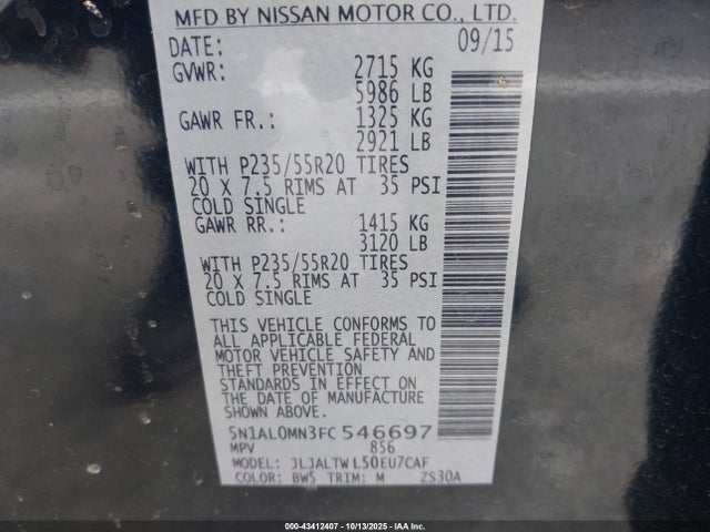 5N1AL0MN3FC546697 Infiniti QX60