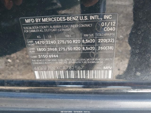 2012 MERCEDES-BENZ GL 450 4JGBF7BEXCA782567 Photo 8