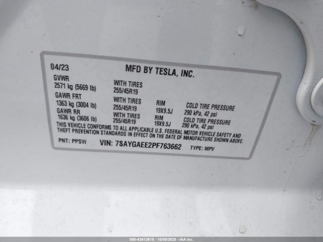 2023 TESLA MODEL Y 7SAYGAEE2PF763662 Photo 8