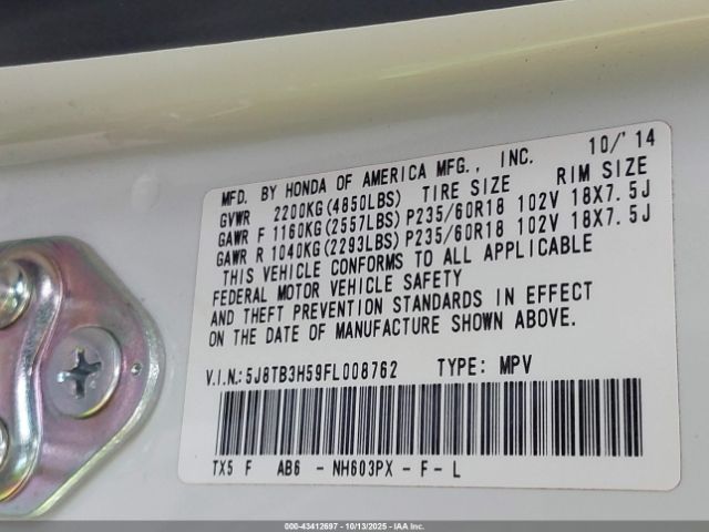 2015 ACURA RDX 5J8TB3H59FL008762 Photo 8