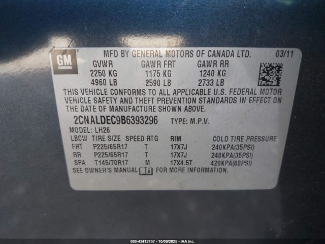 2011 CHEVROLET EQUINOX 2CNALDEC9B6393296 Photo 8