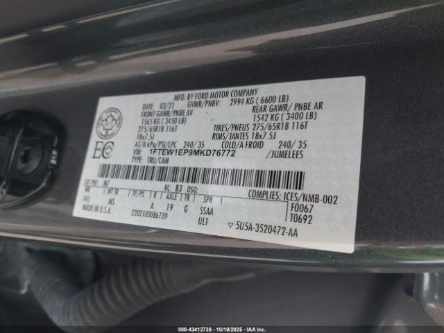 2021 FORD F-150 1FTEW1EP9MKD76772 Photo 8