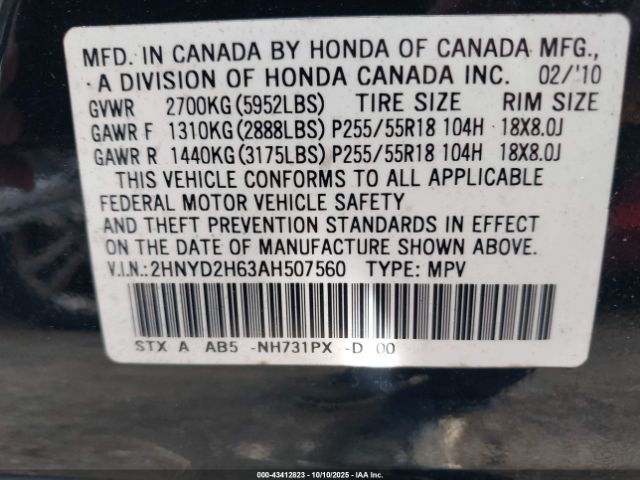 2010 ACURA MDX 2HNYD2H63AH507560 Photo 8