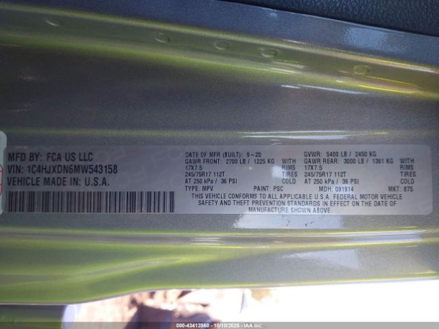 2021 JEEP WRANGLER UNLIMITED 1C4HJXDN6MW543158 Photo 8