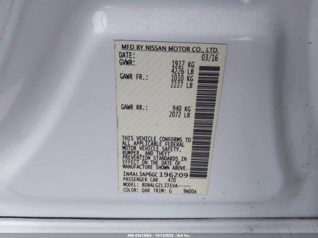 1N4AL3AP6GC196209 Nissan Altima