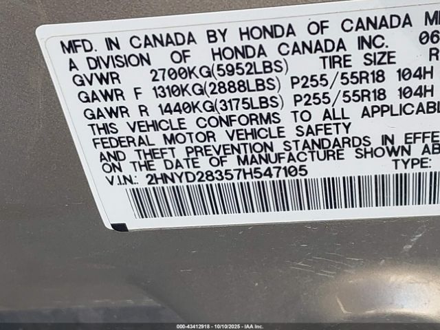 2007 ACURA MDX 2HNYD28357H547105 Photo 8