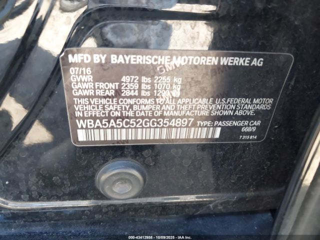 2016 BMW 528I WBA5A5C52GG354897 Photo 8