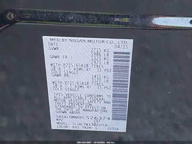 2015 INFINITI QX60 5N1AL0MN0FC526374 Photo 8