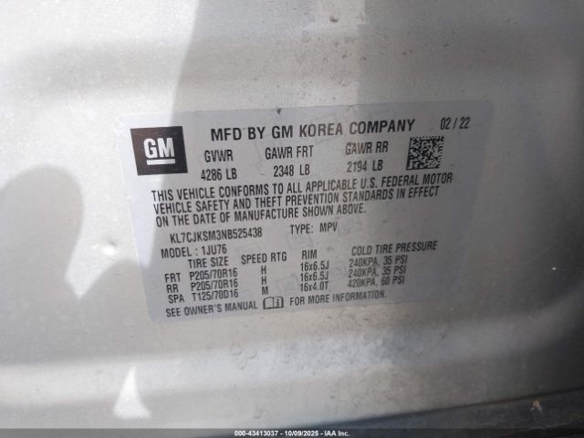 2022 CHEVROLET TRAX KL7CJKSM3NB525438 Photo 8