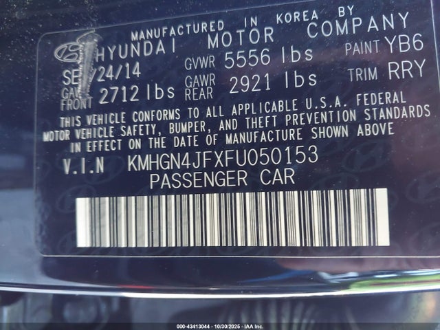 2015 HYUNDAI GENESIS KMHGN4JFXFU050153 Photo 8