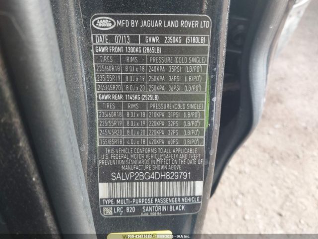 2013 LAND ROVER RANGE ROVER EVOQUE SALVP2BG4DH829791 Photo 8