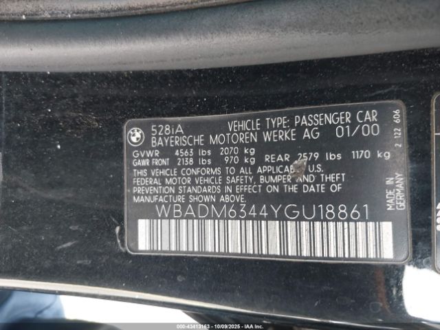 2000 BMW 528IA WBADM6344YGU18861 Photo 8