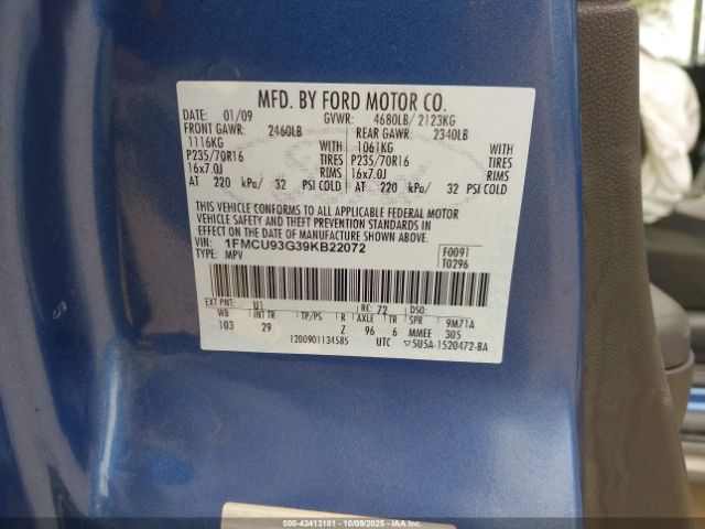 2009 FORD ESCAPE 1FMCU93G39KB22072 Photo 8