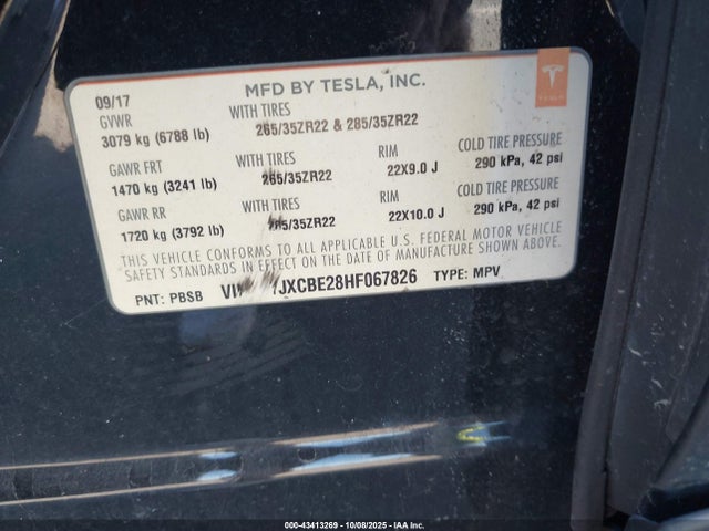 2017 TESLA MODEL X 5YJXCBE28HF067826 Photo 8