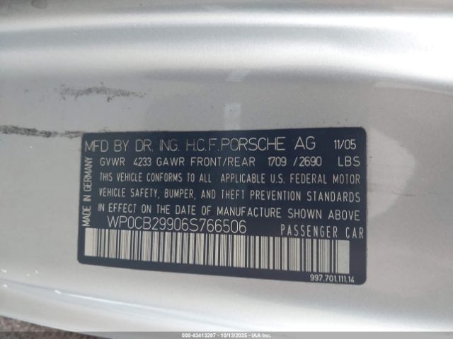 2006 PORSCHE 911 WP0CB29906S766506 Photo 8