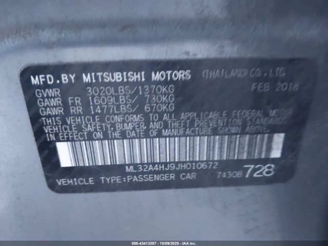 2018 MITSUBISHI MIRAGE ML32A4HJ9JH010672 Photo 8