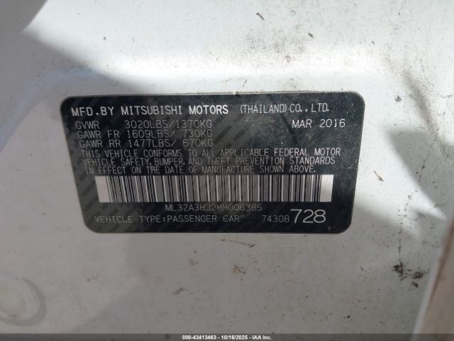 2017 MITSUBISHI MIRAGE ML32A3HJ2HH006385 Photo 8