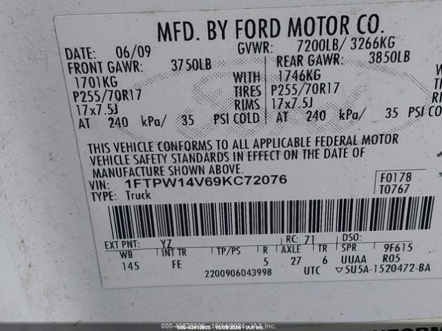 2009 FORD F-150 1FTPW14V69KC72076 Photo 8