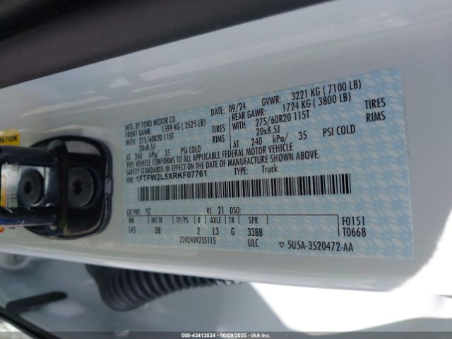 2024 FORD F-150 1FTFW2L5XRKF07761 Photo 8