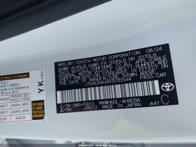 2024 TOYOTA PRIUS JTDACAAU6R3035544 Photo 8