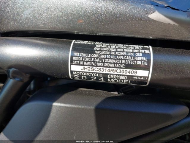 2024 HONDA CMX1100 JH2SC8314RK300409 Photo 9