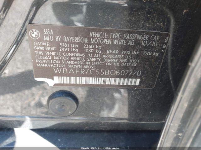 2011 BMW 535I WBAFR7C55BC607770 Photo 8