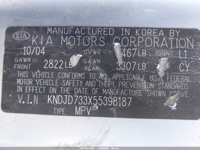2005 KIA SORENTO KNDJD733X55398187 Photo 8