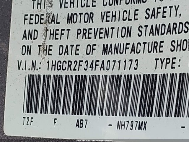 1HGCR2F34FA071173 Honda ACCORD LX