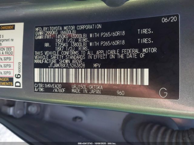 2020 LEXUS GX 460 JTJAM7BX7L5263828 Photo 8