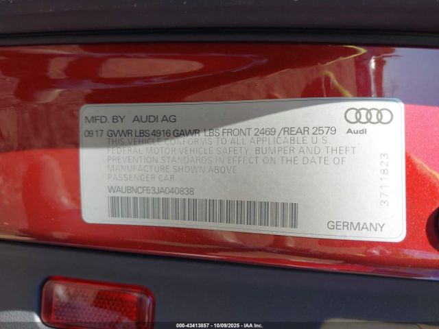 2018 AUDI A5 WAUBNCF53JA040838 Photo 8