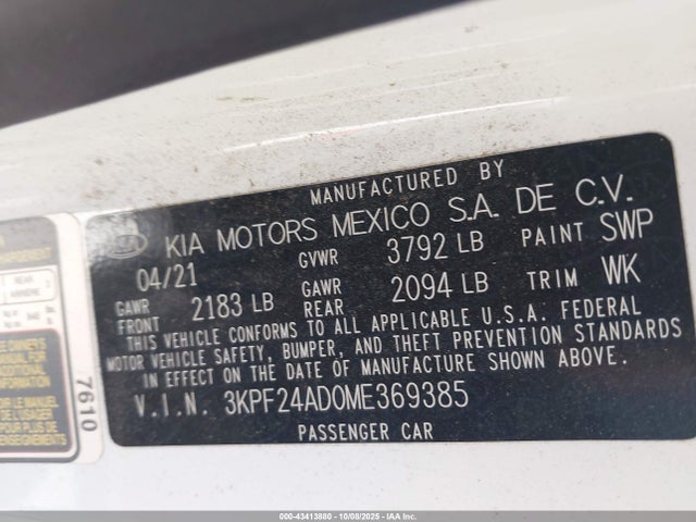 3KPF24AD0ME369385 KIA Forte Lxs