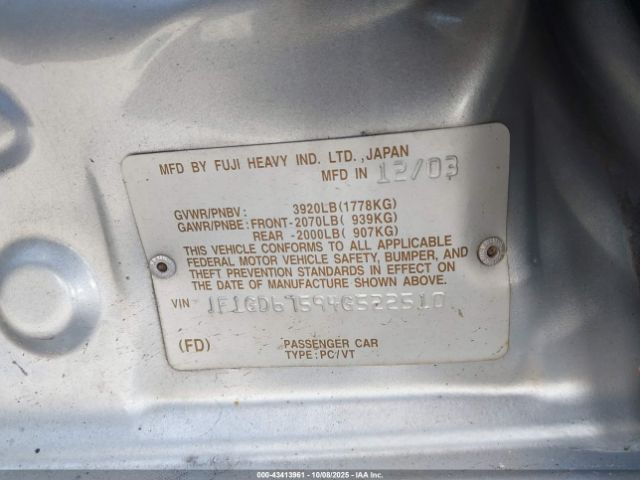 2004 SUBARU IMPREZA JF1GD67594G522510 Photo 8