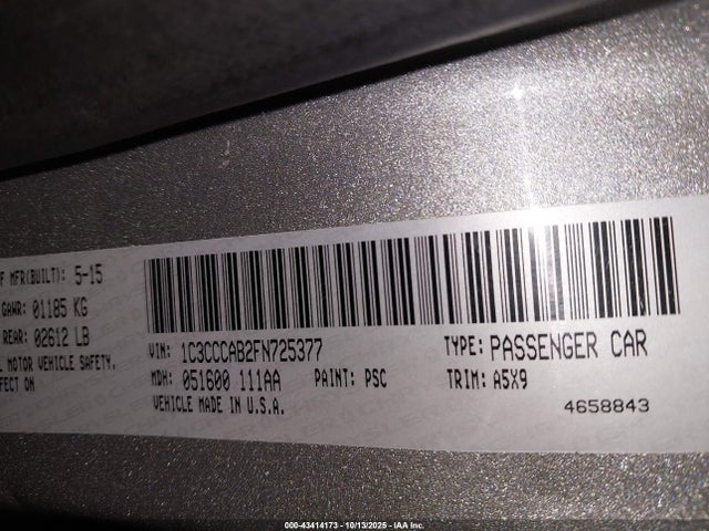 Aukcja sprzedaży 2015 Chrysler 200 Limited, vin: 1C3CCCAB2FN725377, numer aukcji: 43414173