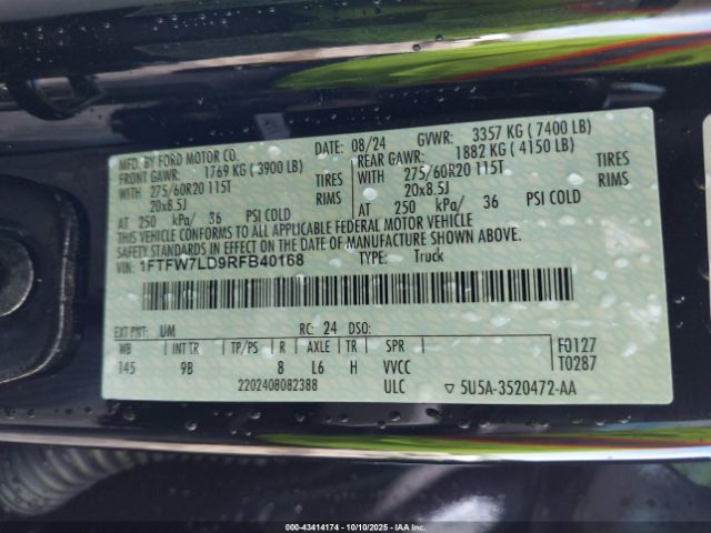 2024 FORD F-150 1FTFW7LD9RFB40168 Photo 8