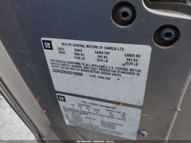 2002 PONTIAC FIREBIRD 2G2FS22K422168888 Photo 8