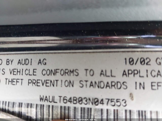 2003 AUDI A6 WAULT64B03N047553 Photo 8