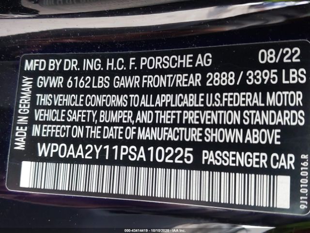 2023 PORSCHE TAYCAN WP0AA2Y11PSA10225 Photo 8