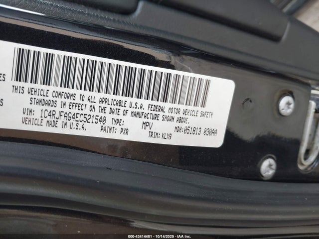 2014 Jeep Grand Cherokee Altitude მანქანა იყიდება აუქციონზე, vin: 1C4RJFAG4EC521540, აუქციონის ნომერი: 43414481