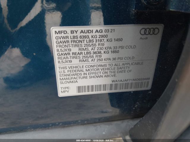 2021 AUDI Q7 WA1AJAF71MD033688 Photo 8