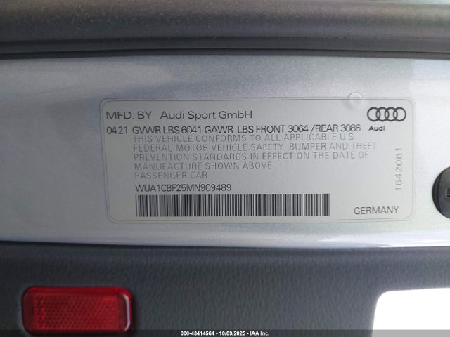 WUA1CBF25MN909489 Audi Rs 6 Avant Tfsi Quattro Tiptronic