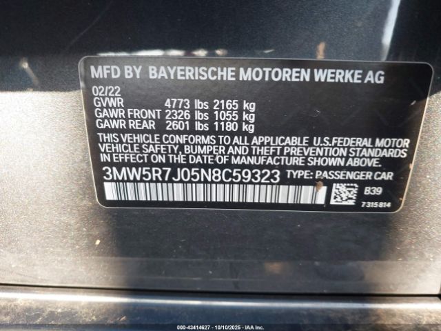 2022 BMW 330I 3MW5R7J05N8C59323 Photo 8